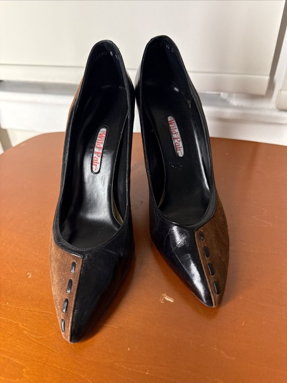 The Wild Pair Heels 1980s Vintage Brown, Suede, Black Leather, Super Nice 10